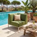 Sofá modular de exterior para 5 personas con 2 sillones, 2 sillones esquineros y 1 puf