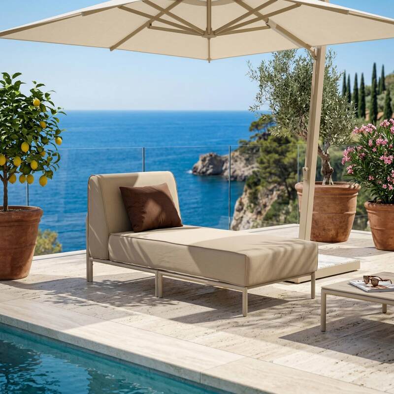 Sofá modular de exterior para 5 personas con 2 sillones, 2 sillones esquineros y 1 puf (4/7)