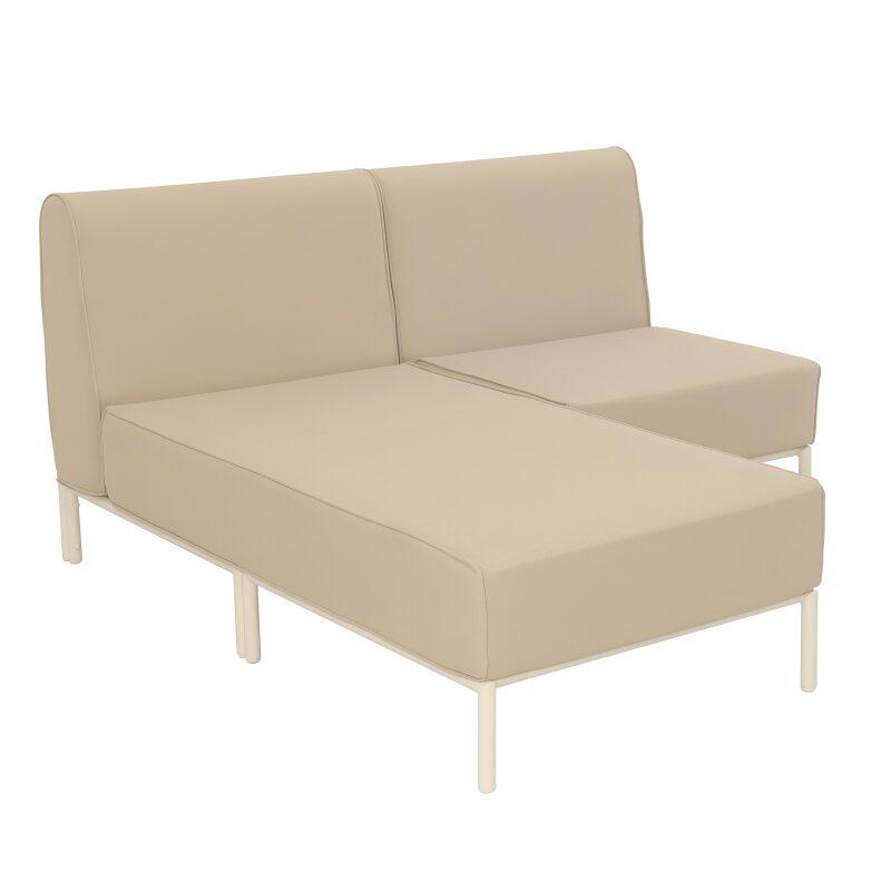 Sofá modular de exterior para 2 personas con 1 sillón y 1 chaise longue