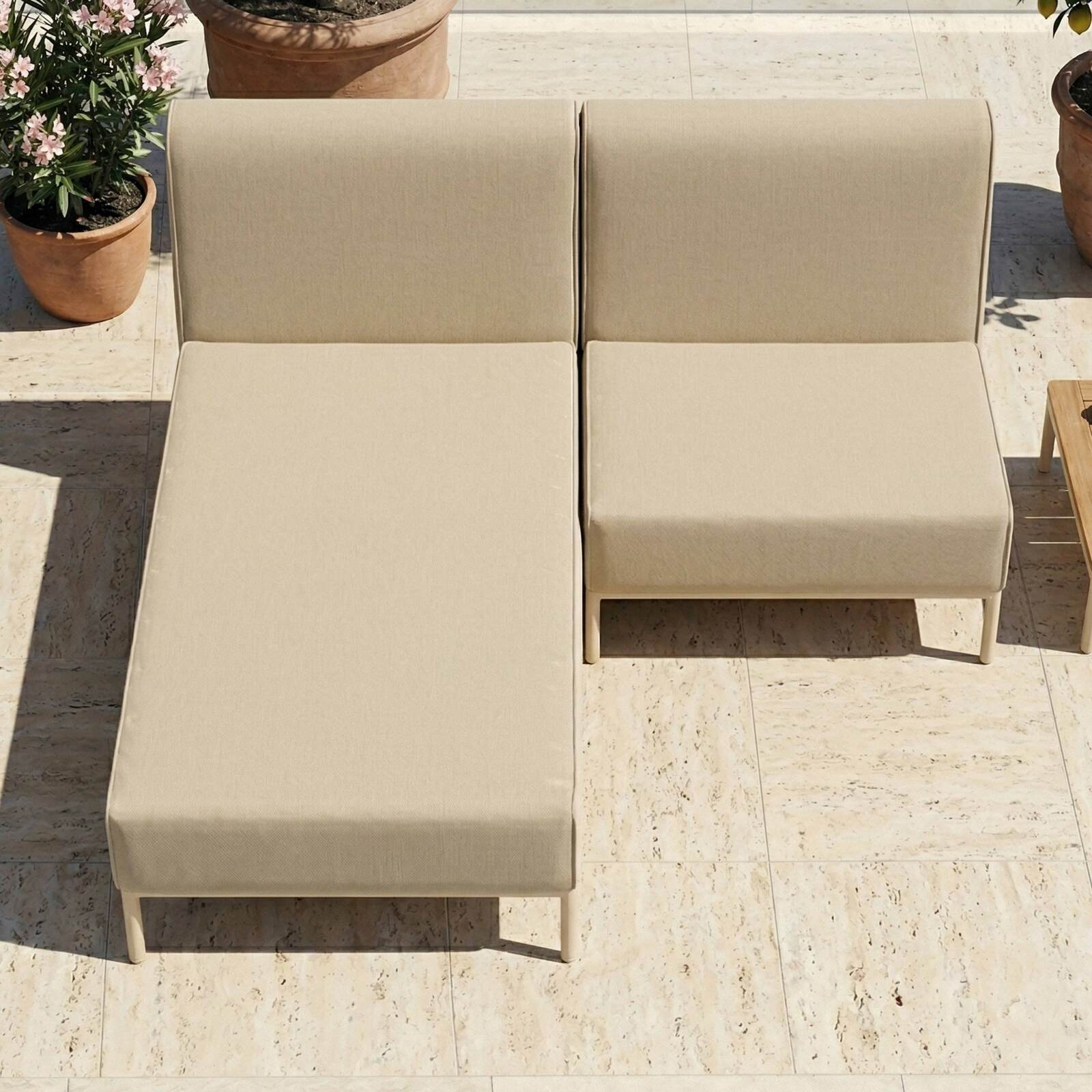 Sofá modular de exterior para 2 personas con 1 sillón y 1 chaise longue