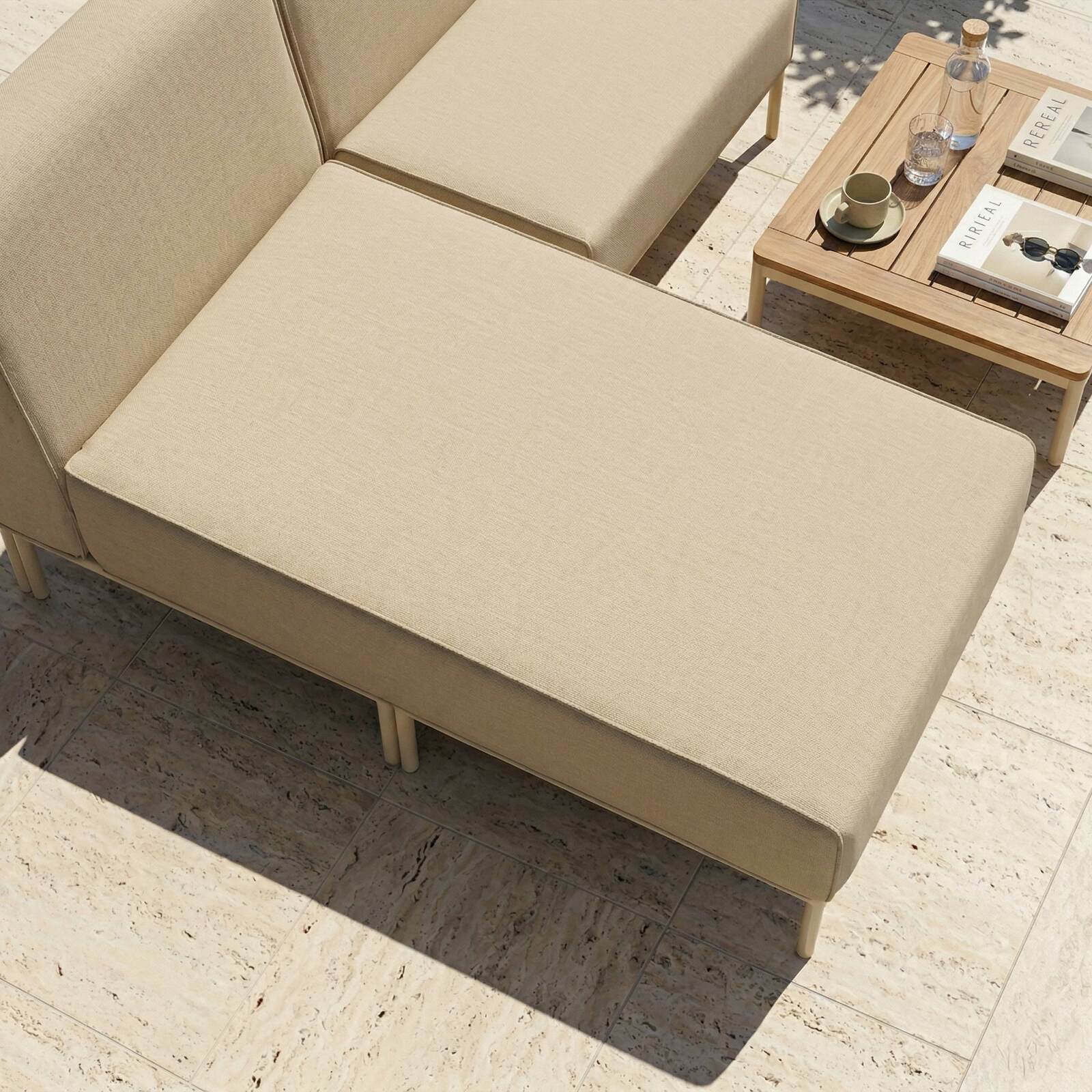 Sofá modular de exterior para 2 personas con 1 sillón y 1 chaise longue