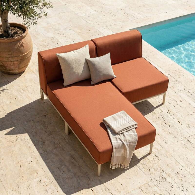 Sofá modular de exterior para 2 personas con 1 sillón y 1 chaise longue (2/7)