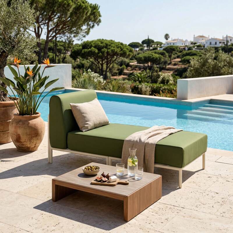 Sofá modular de exterior para 2 personas con 1 sillón y 1 chaise longue (5/7)