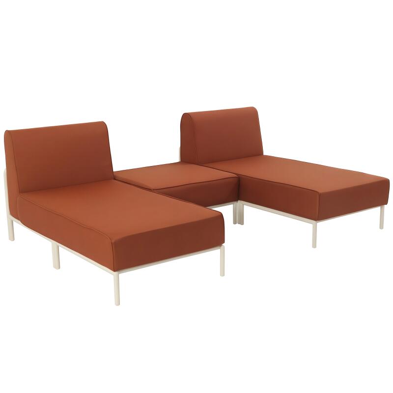 Sofá modular de exterior para 3 personas con 2 chaise longues y 1 puf