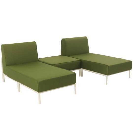 Sofá modular de exterior para 3 personas con 2 chaise longues y 1 puf | Oviala