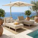 Sofá modular de exterior para 3 personas con 2 chaise longues y 1 puf