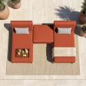 Sofá modular de exterior para 3 personas con 2 chaise longues y 1 puf