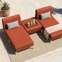 Sofá modular de exterior para 3 personas con 2 chaise longues y 1 puf