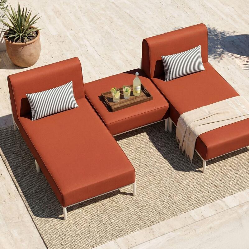 Sofá modular de exterior para 3 personas con 2 chaise longues y 1 puf (2/7)