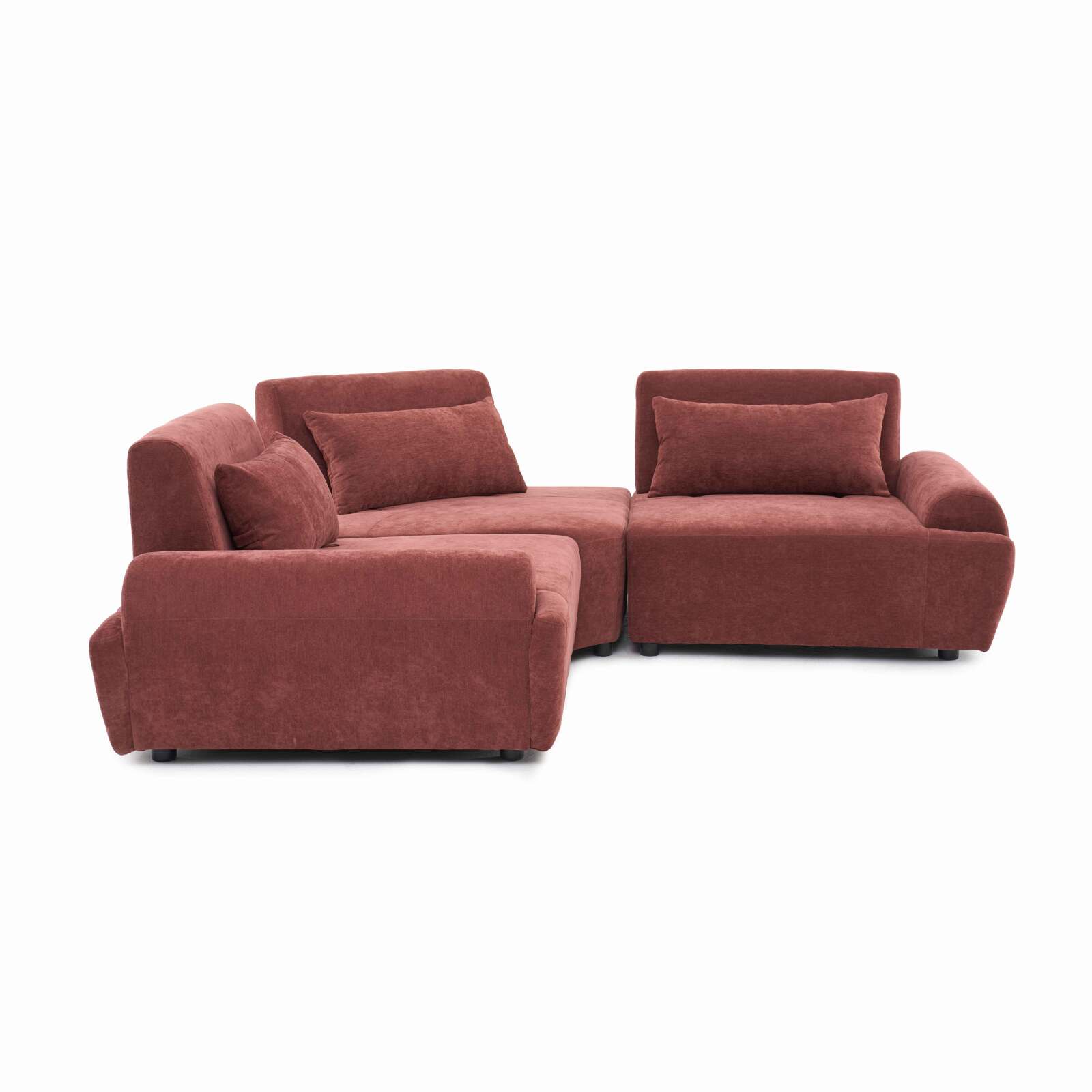 Sofá modular esquinero de 3 plazas de tela con cojines