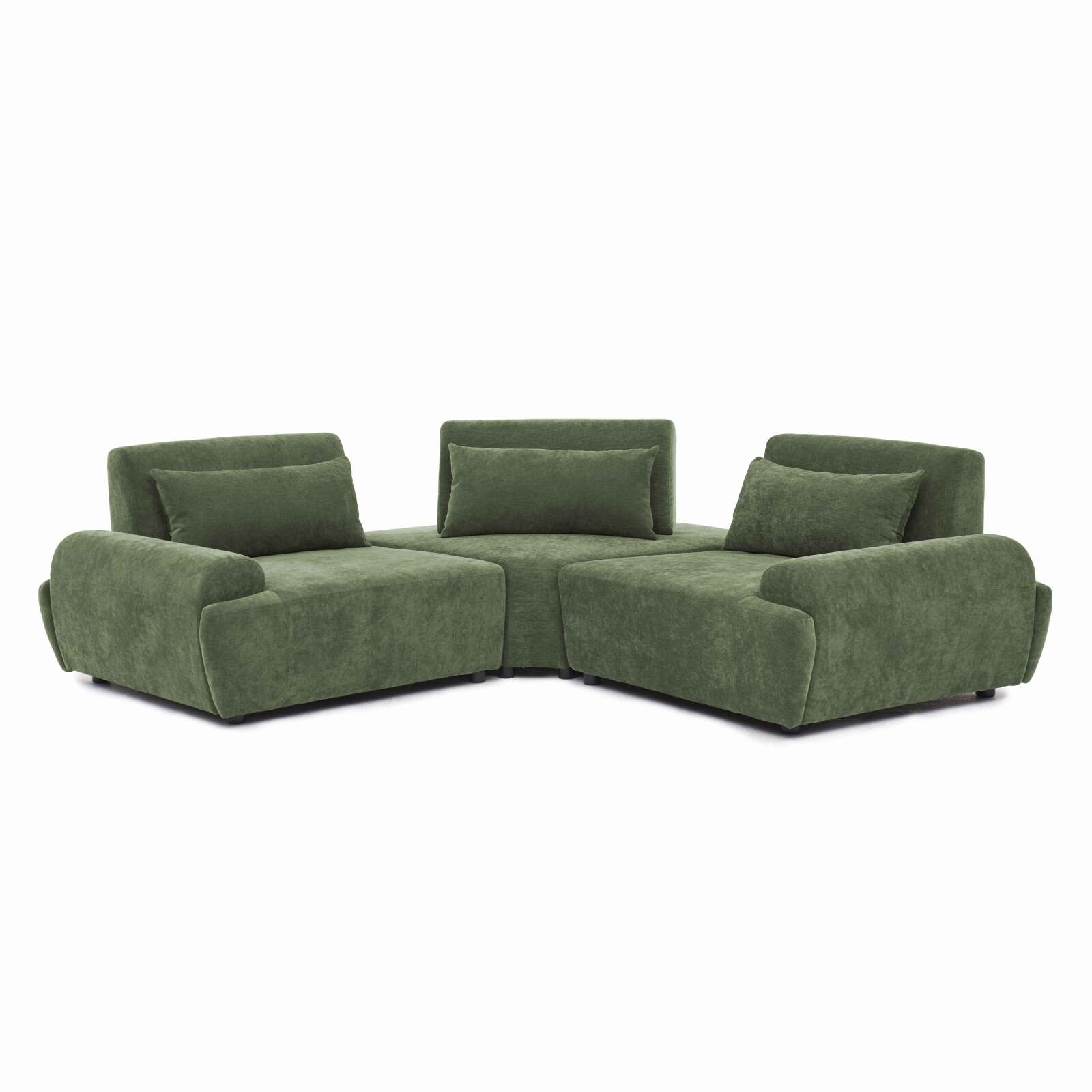 Sofá modular esquinero de 3 plazas de tela con cojines