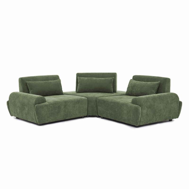 Sofá modular esquinero de 3 plazas de tela con cojines (7/8)