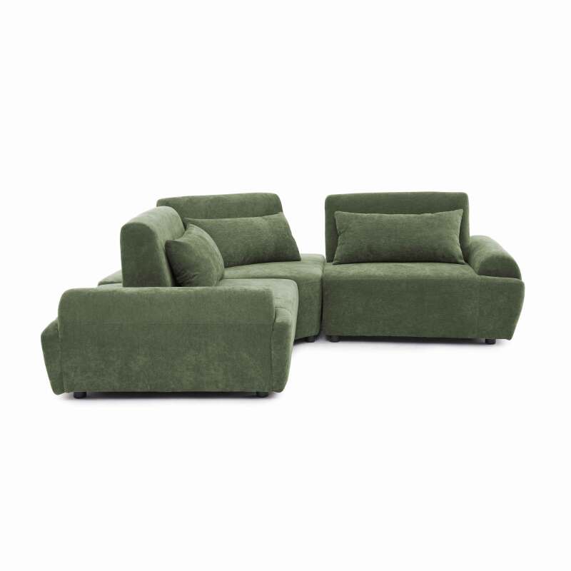 Sofá modular esquinero de 3 plazas de tela con cojines