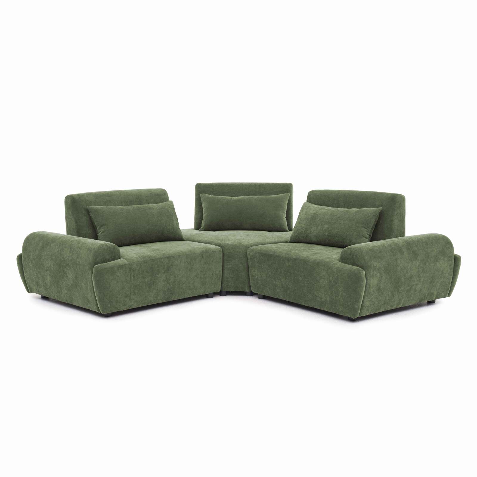 Sofá modular esquinero de 3 plazas de tela con cojines
