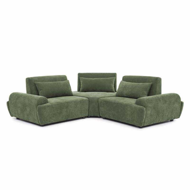 Sofá modular esquinero de 3 plazas de tela con cojines
