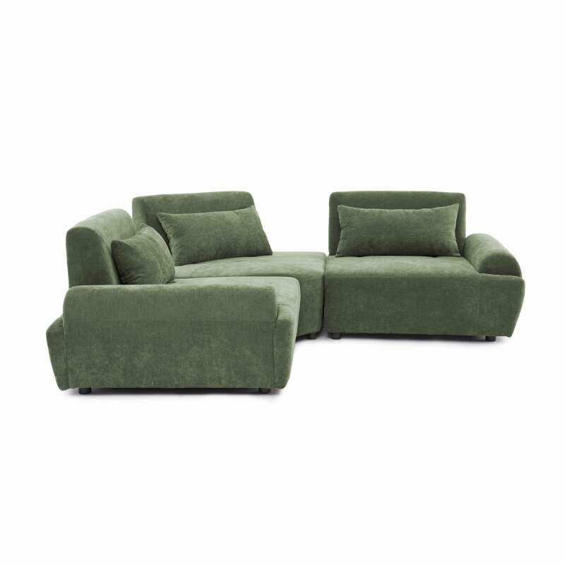 Sofá modular esquinero de 3 plazas de tela con cojines