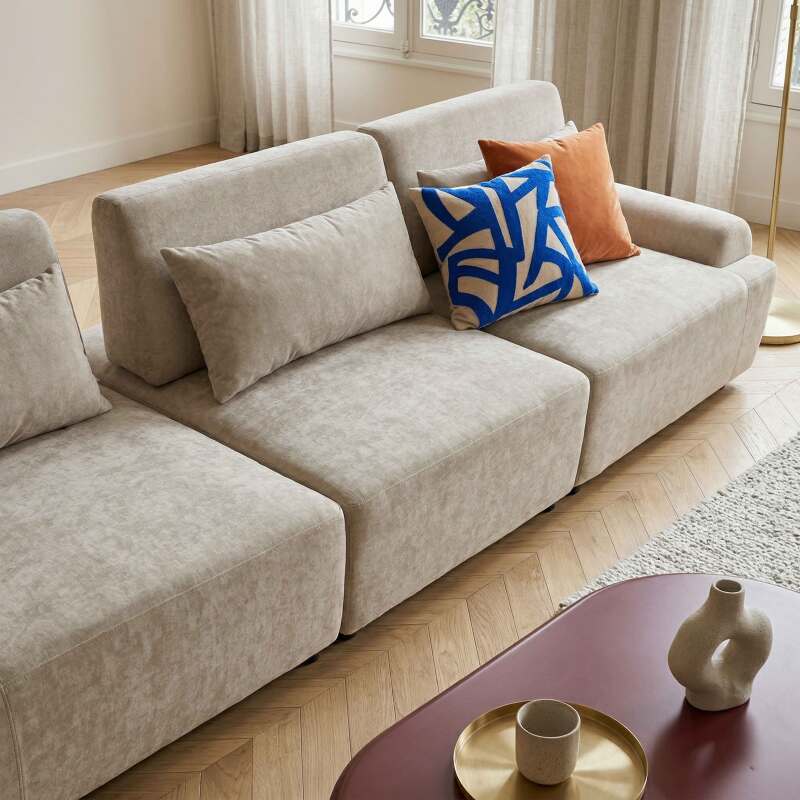 Sofá modular de 3 plazas de tela con cojines (8/9)