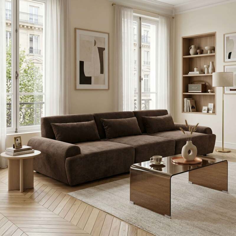 Sofá modular de 3 plazas de tela con cojines (3/9)
