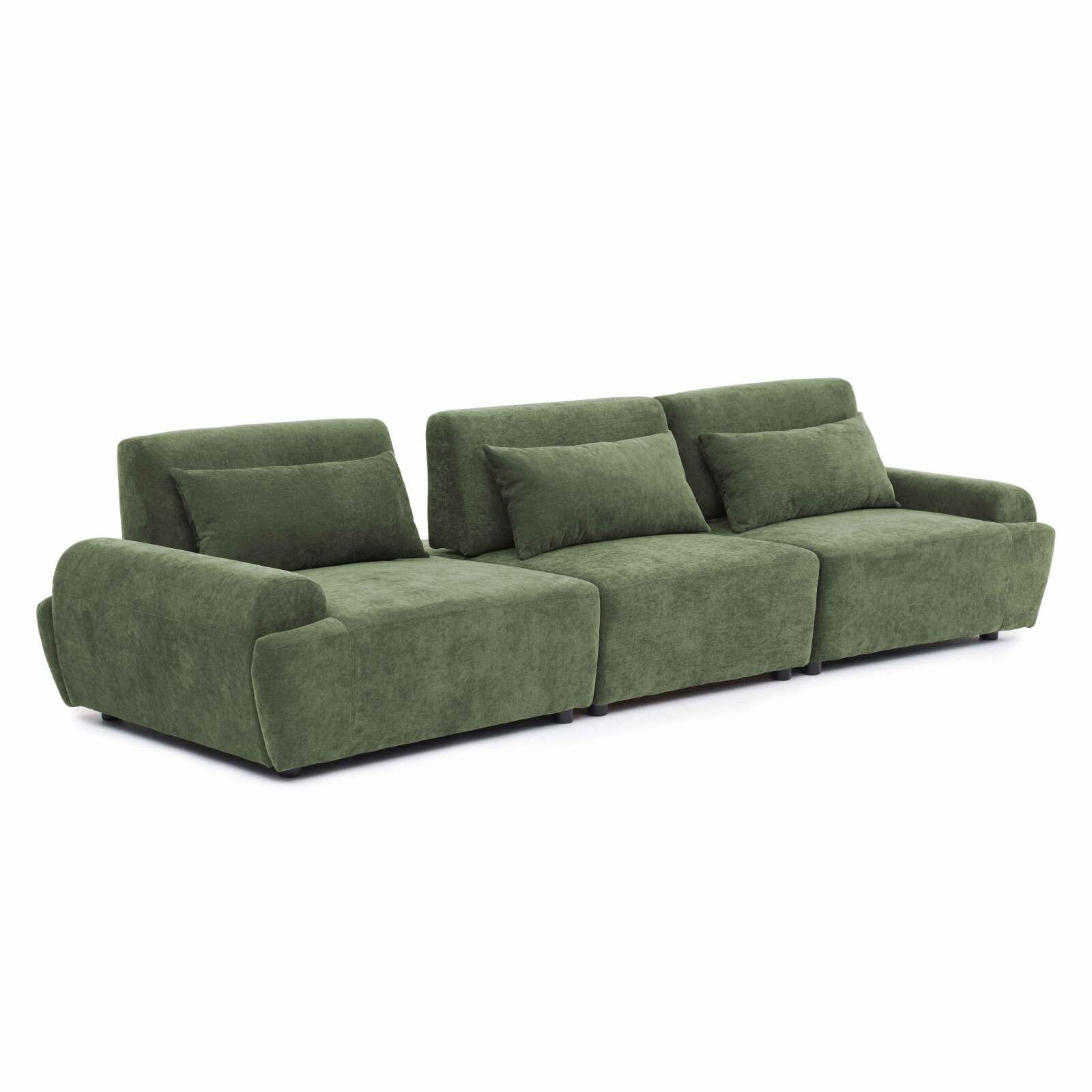 Sofá modular de 3 plazas de tela con cojines