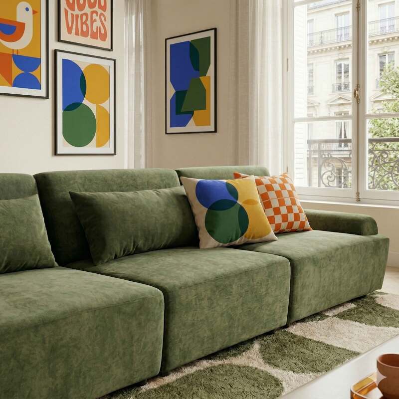 Sofá modular de 3 plazas de tela con cojines (3/8)