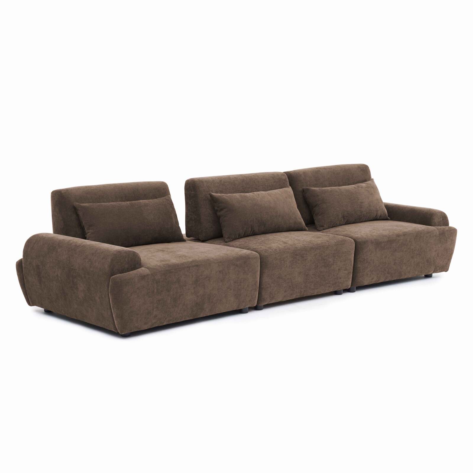 Sofá modular de 3 plazas de tela con cojines