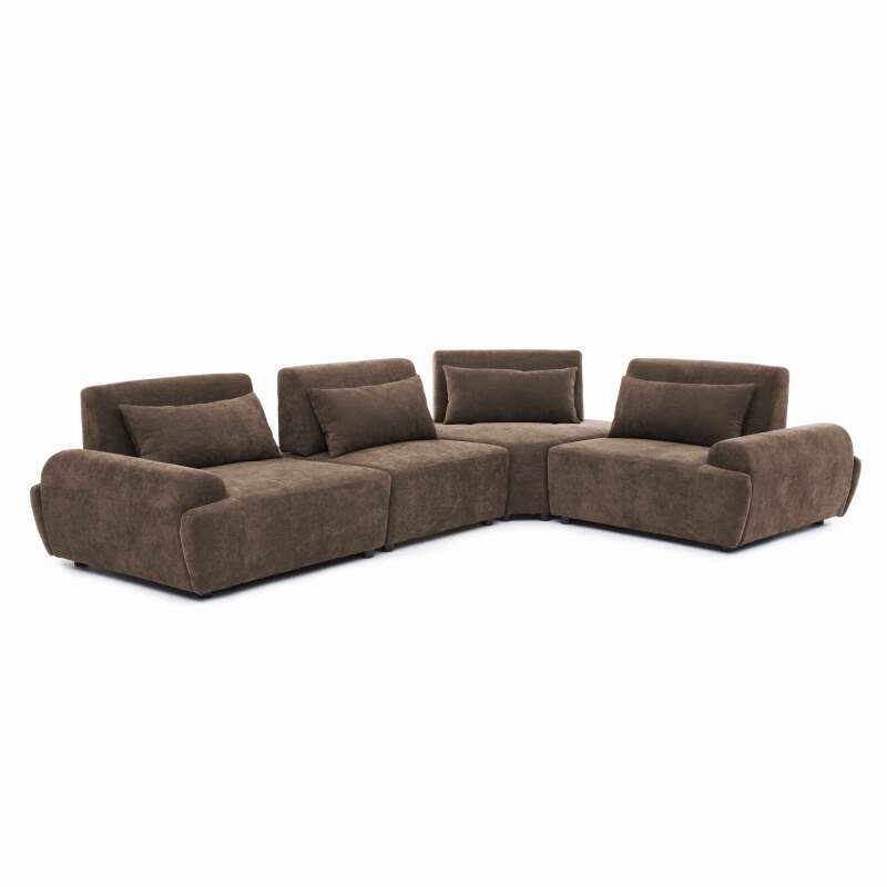 Sofá modular esquinero de 4 plazas de tela con cojines (8/10)