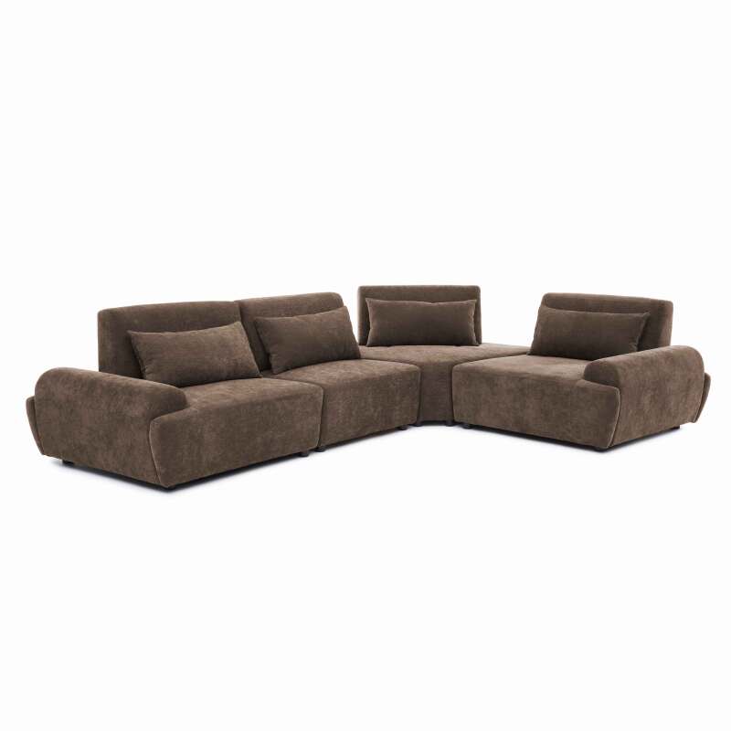 Sofá modular esquinero de 4 plazas de tela con cojines