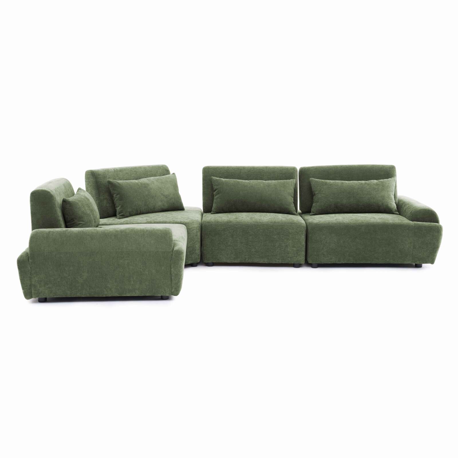 Sofá modular esquinero de 4 plazas de tela con cojines