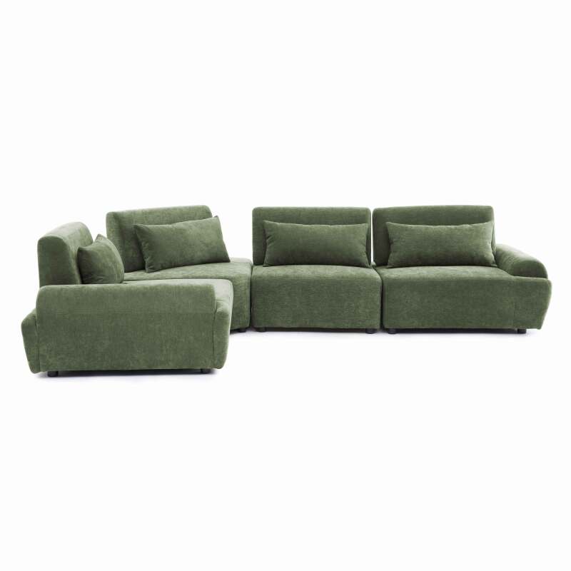 Sofá modular esquinero de 4 plazas de tela con cojines (4/8)