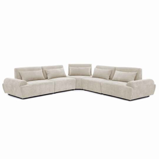 Sofá modular esquinero de 5 plazas de tela con cojines