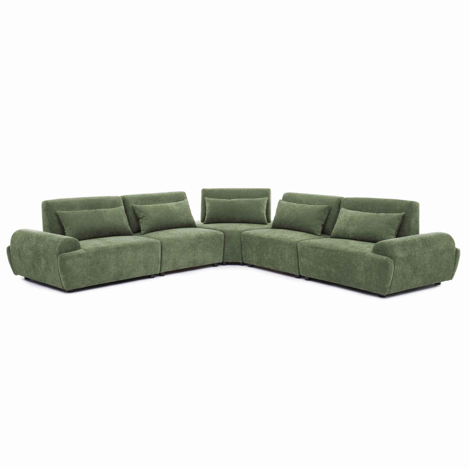 Sofá modular esquinero de 5 plazas de tela con cojines