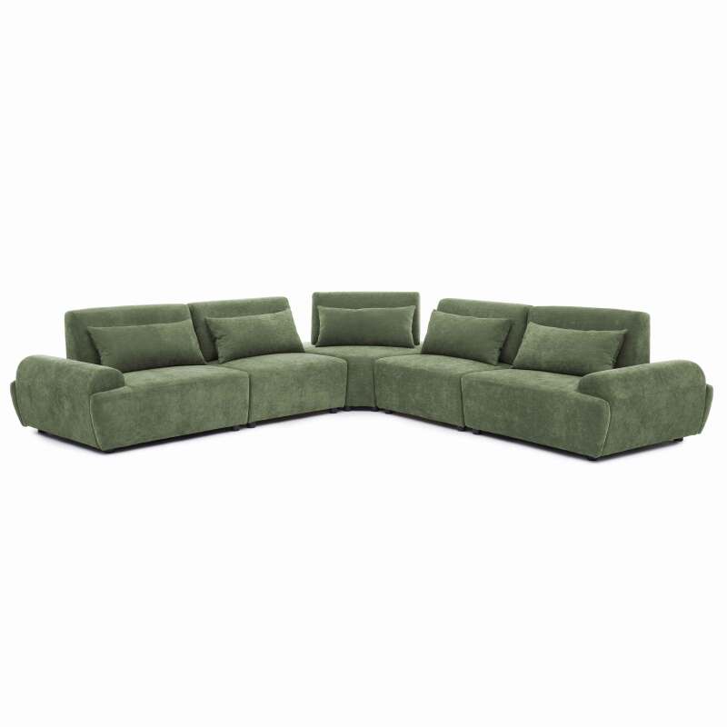 Sofá modular esquinero de 5 plazas de tela con cojines