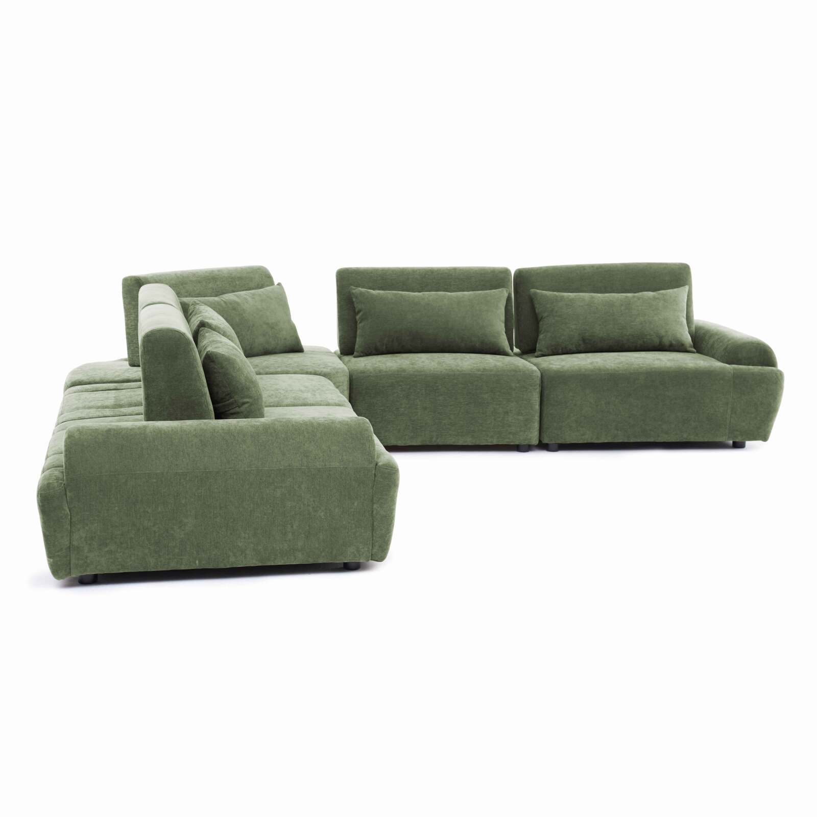 Sofá modular esquinero de 5 plazas de tela con cojines