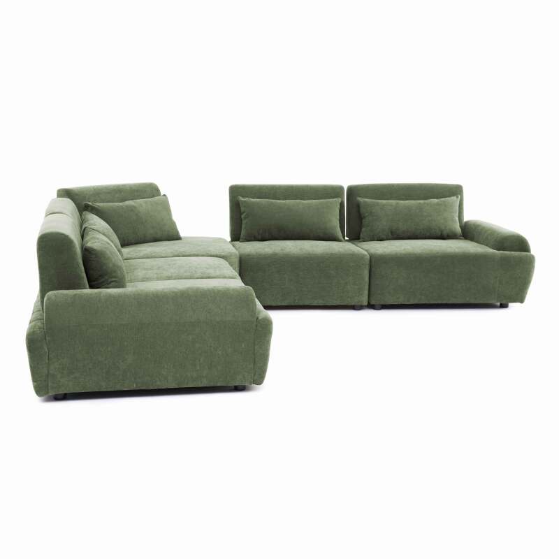 Sofá modular esquinero de 5 plazas de tela con cojines (2/7)