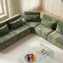 Sofá modular esquinero de 5 plazas de tela con cojines