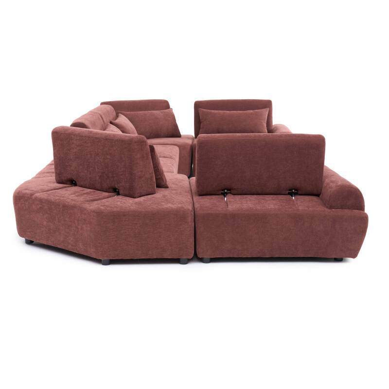 Sofá modular esquinero panorámico de 6 plazas de tela con cojines (5/7)