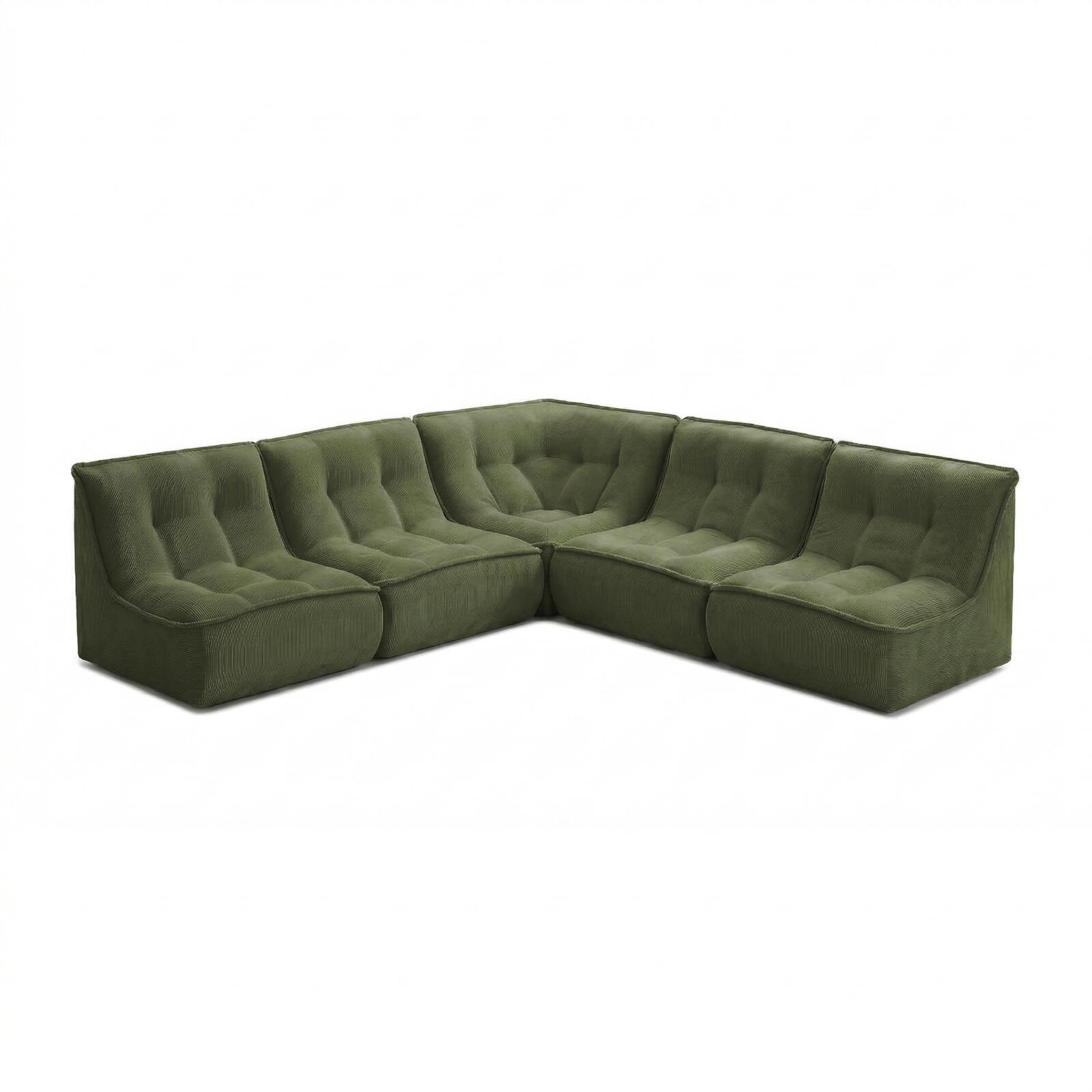 Sofá modular de 3 plazas de pana acanalado