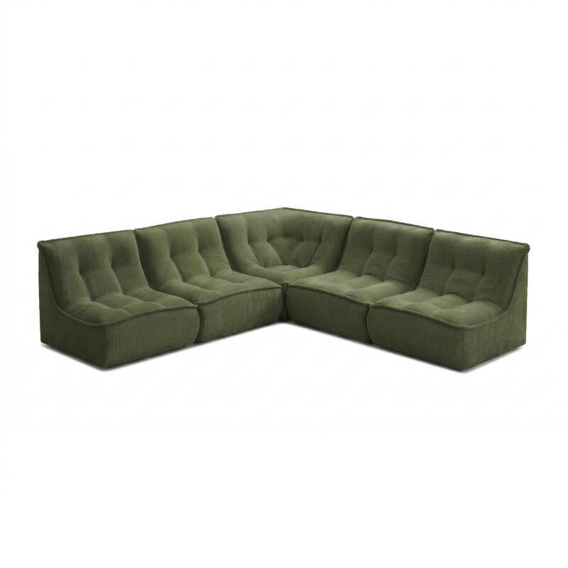 Sofá modular de 3 plazas de pana acanalado
