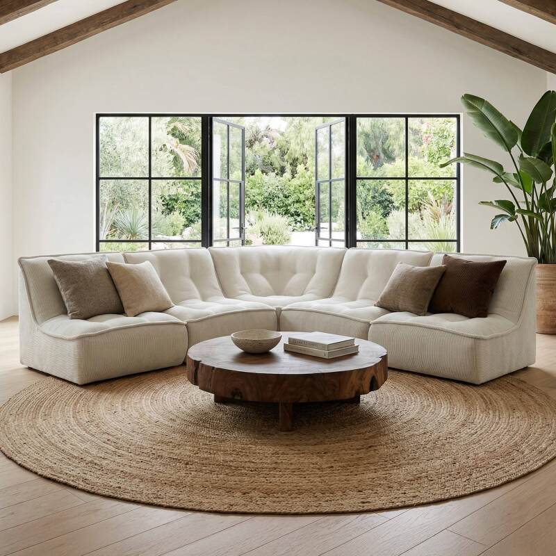 Sofá modular de 3 plazas de pana acanalado - Lifestyle