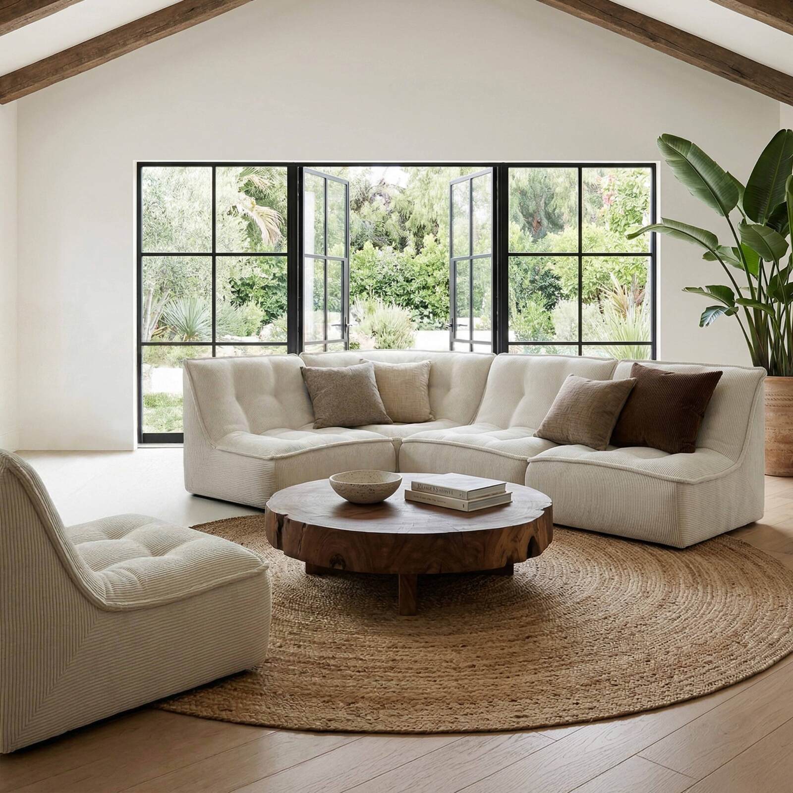 Sofá modular de 3 plazas de pana acanalado