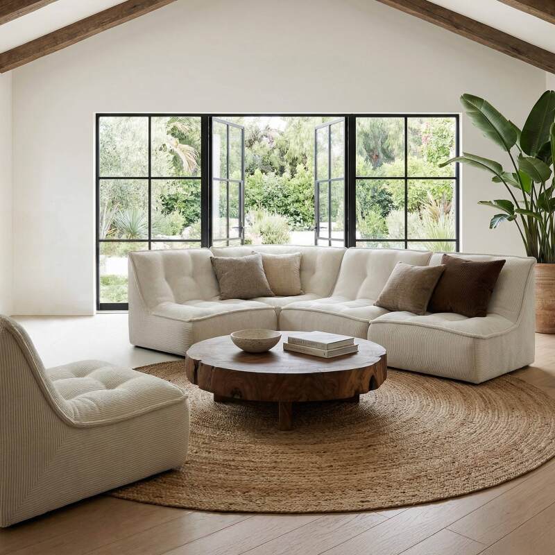 Sofá modular de 3 plazas de pana acanalado (2/6)