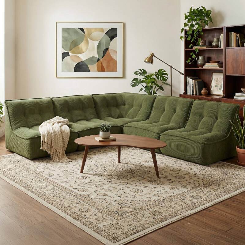 Sofá modular de 3 plazas de pana acanalado - Lifestyle