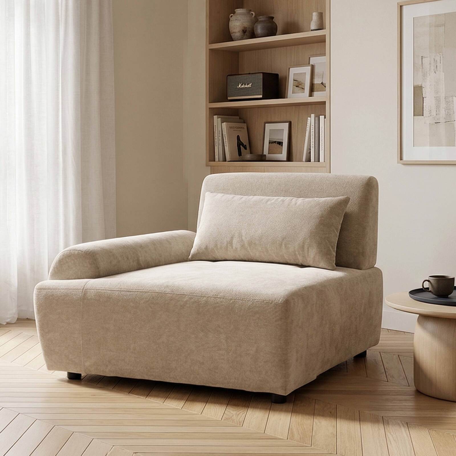Sillón derecho para sofá modular de tela con cojín