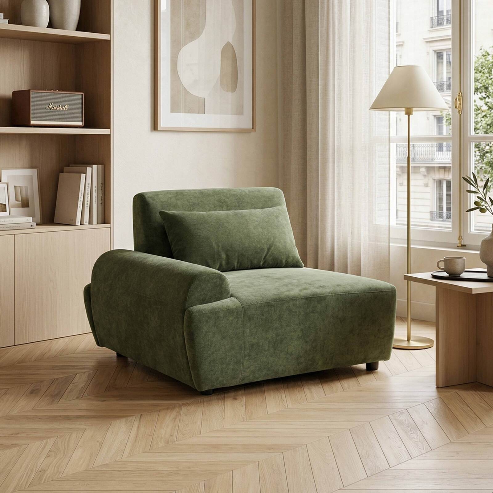 Sillón derecho para sofá modular de tela con cojín