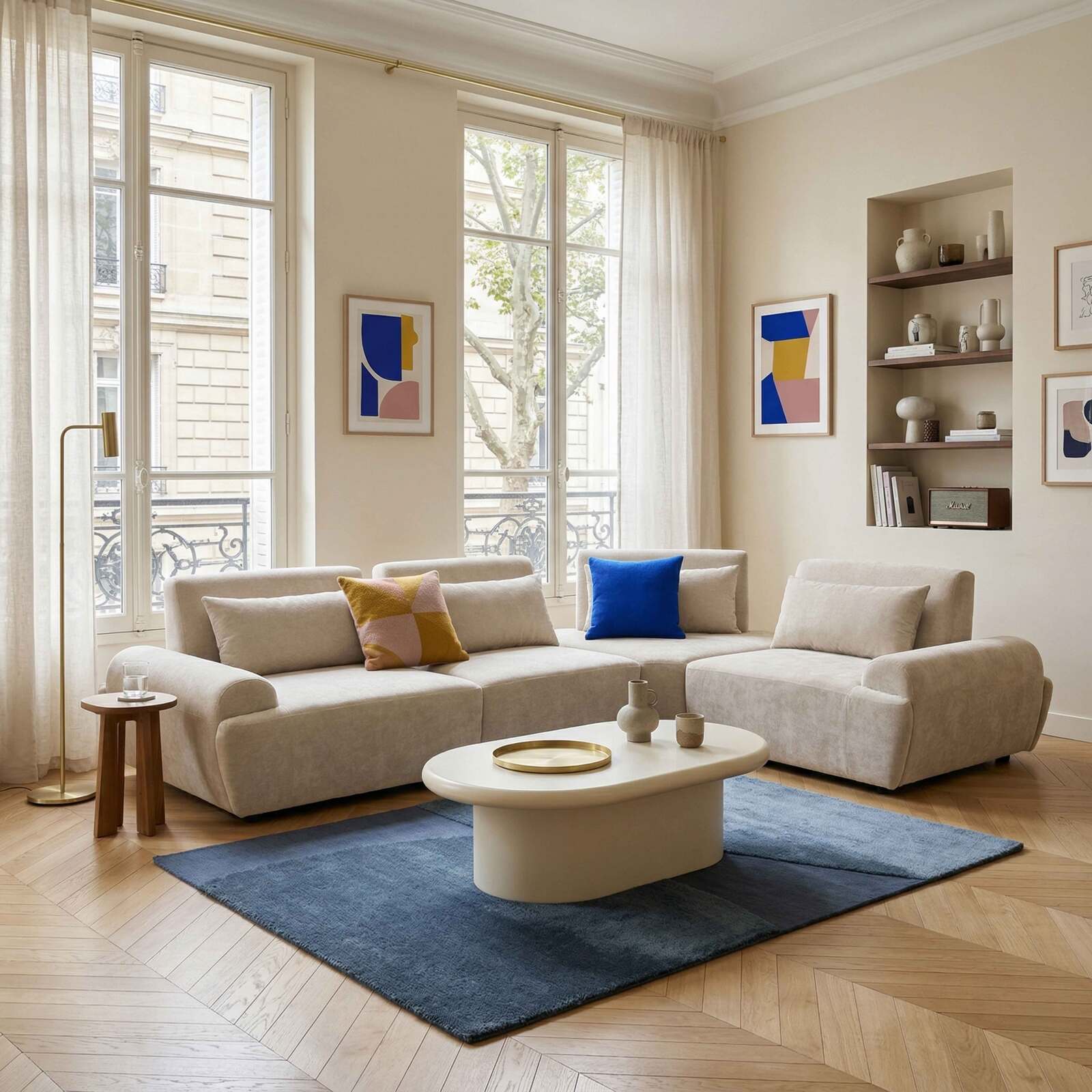 Sillón derecho para sofá modular de tela con cojín