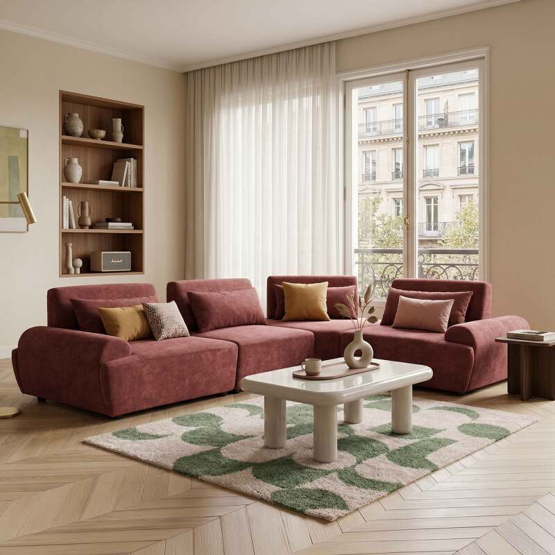 Sillón derecho para sofá modular de tela con cojín (7/8)