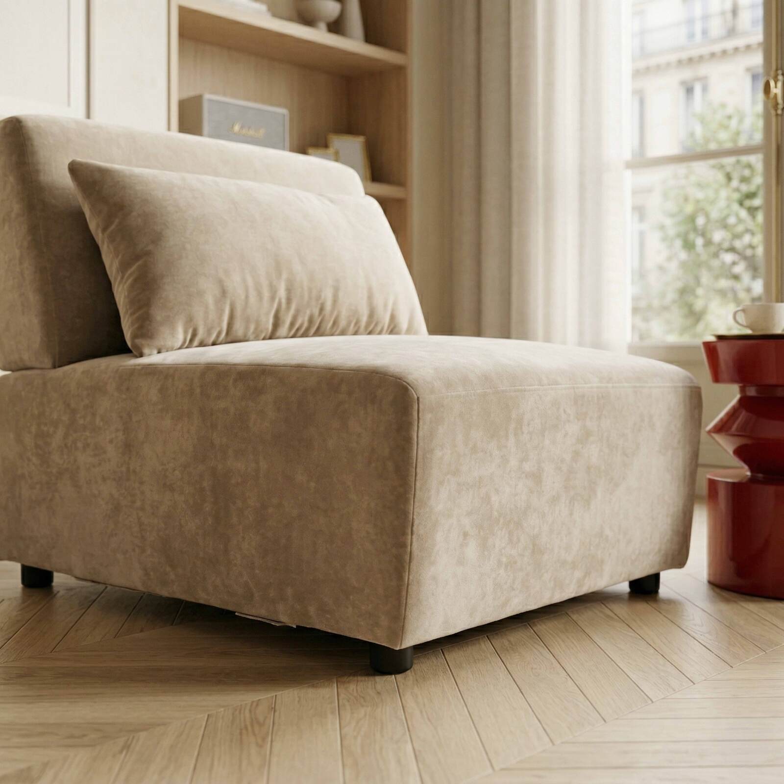 Sillón de tela para sofá modular con cojín