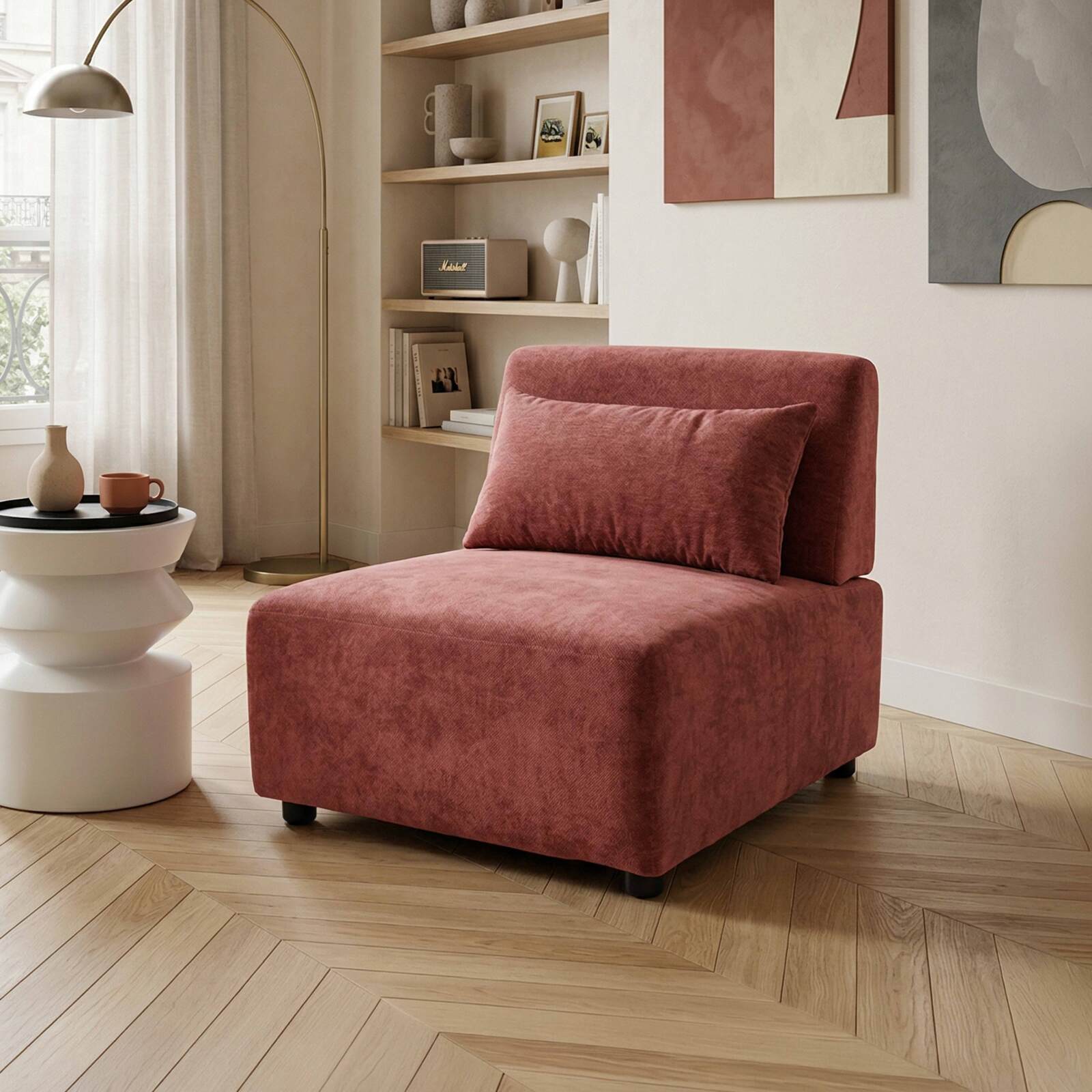 Sillón de tela para sofá modular con cojín