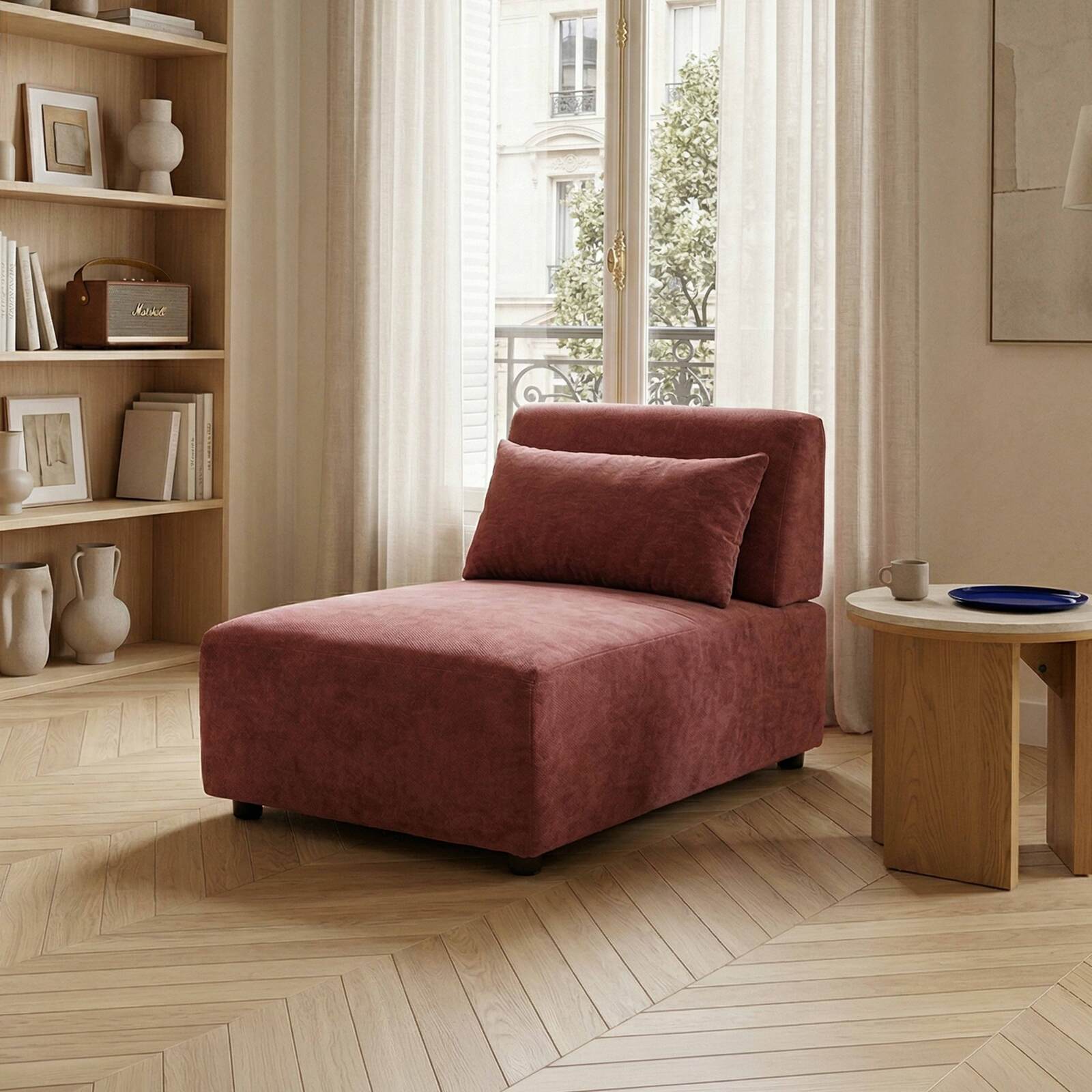 Sillón de tela para sofá modular con cojín