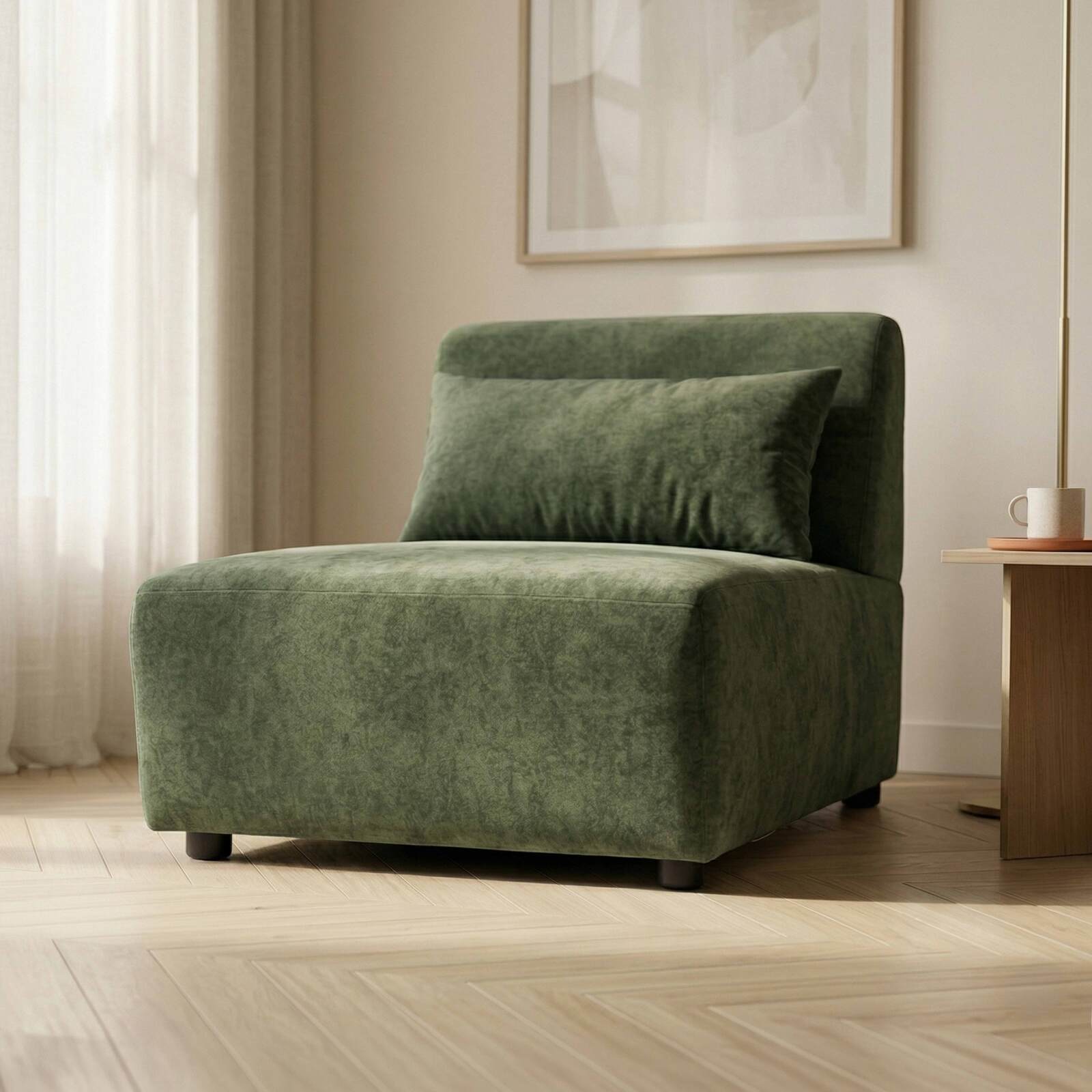 Sillón de tela para sofá modular con cojín